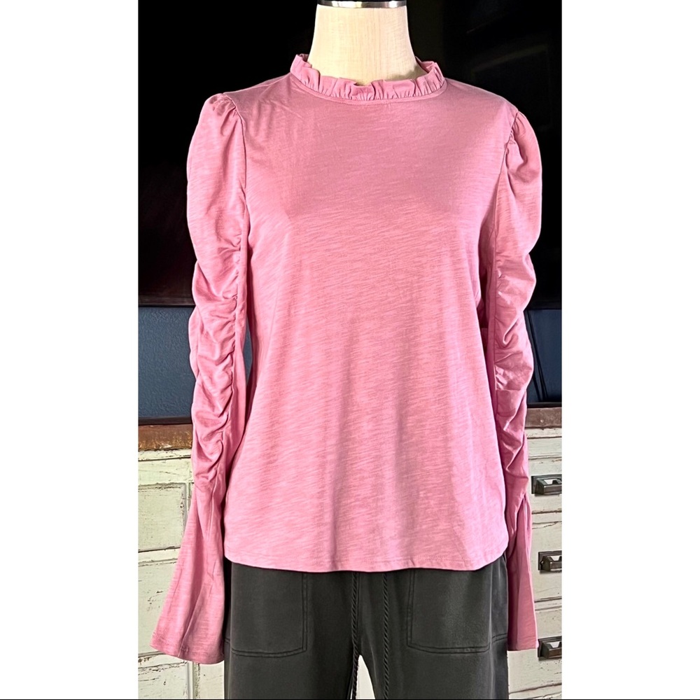Anthropologie Ruched Long Sleeve Top M
